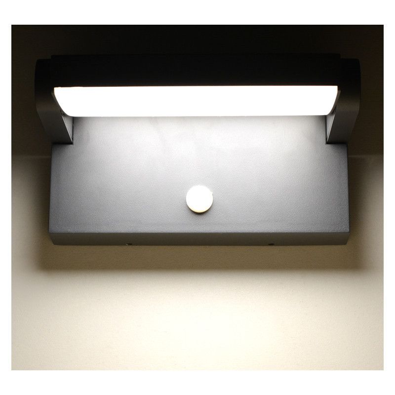 Applique Murale Orientable LED 12W 720 LM Détecteur 3000K Gris IP54