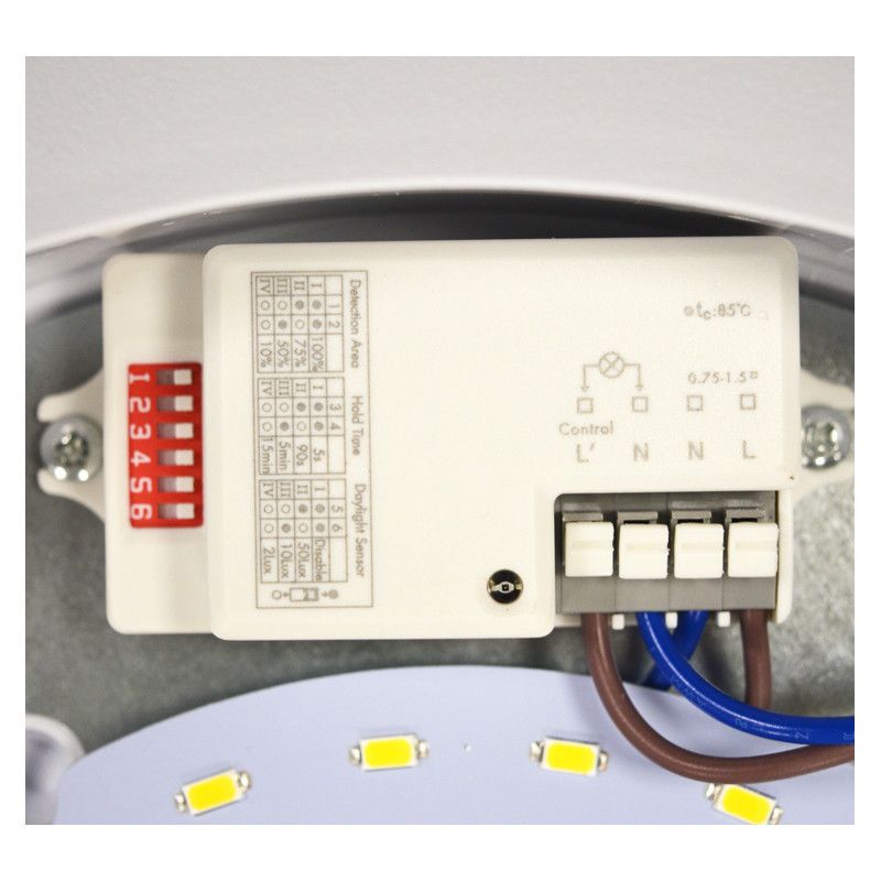 Plafonnier LED + Détecteur Ø296 18W 3000K