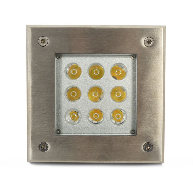 Spot LED Encastre Sol Carré Inox 9W