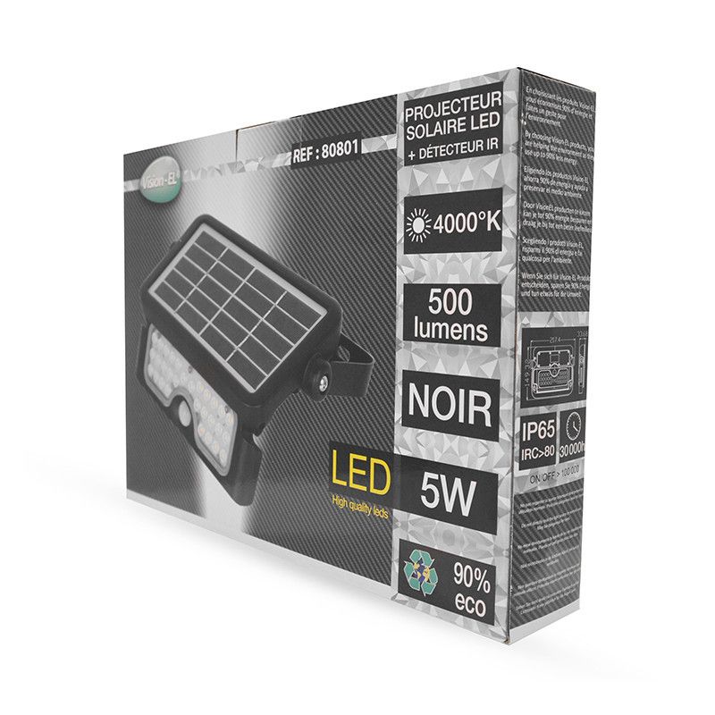 Projecteur Exterieur LED Solaire Blanc 5W 4000°K IP65