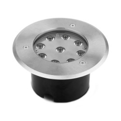 Spot LED Encastrable Sol Rond 9W 3000°K Inox 316 L