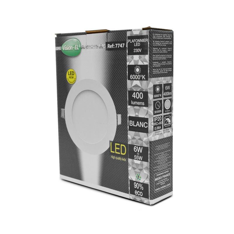 Plafonnier LED Blanc Ø120 6W 6000°K