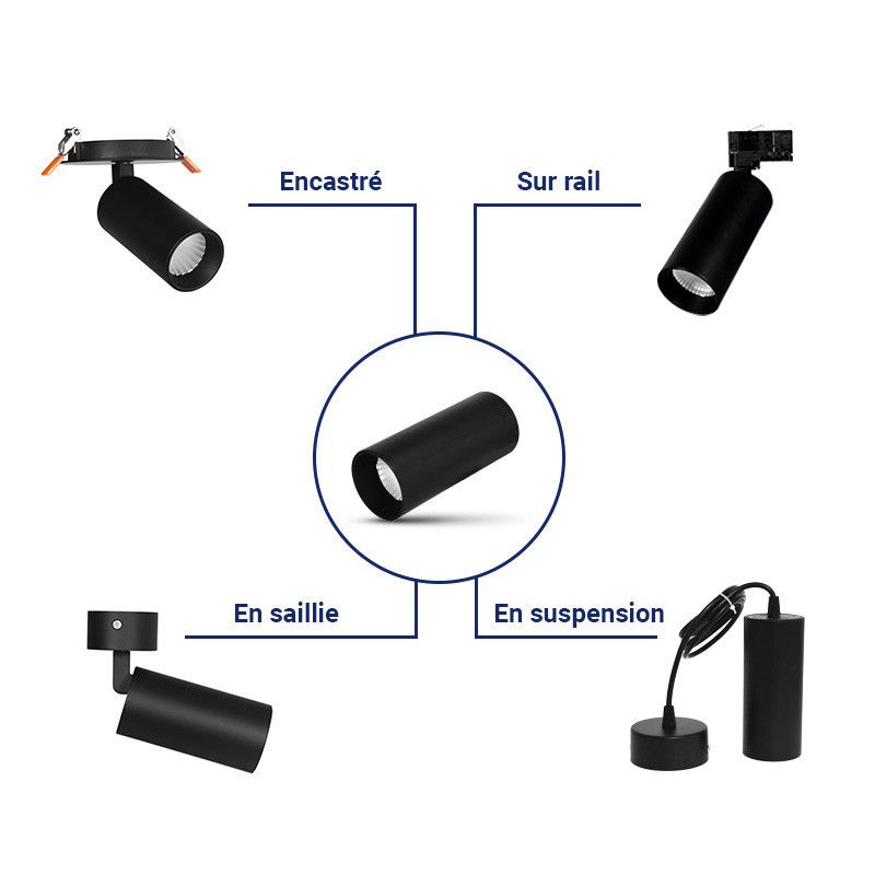 Spot LED Noir IRC90 18W 4000K