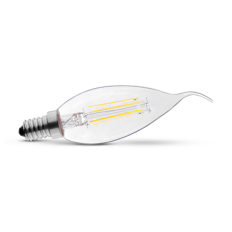 Ampoule LED, E14, Coup de vent, Transparent, filaments, 2700K, 470 lm,  Ø3,5cm, H12cm - Nedgis