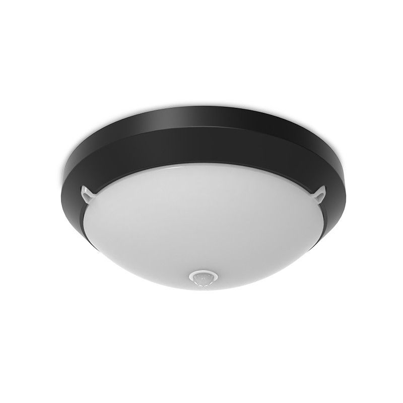 Plafonnier LED Noir + Détecteur IR Ø300 15W CCT