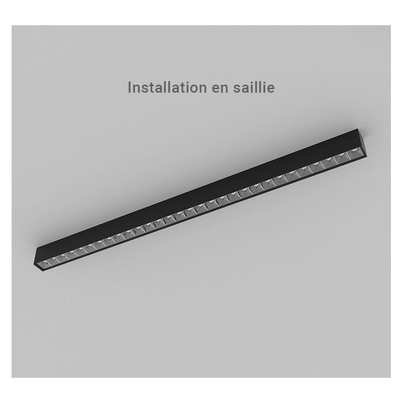 Linéaire LED réflecteur Noir 2 CCT 24W Dimmable DALI 2 - Garantie 5 ans