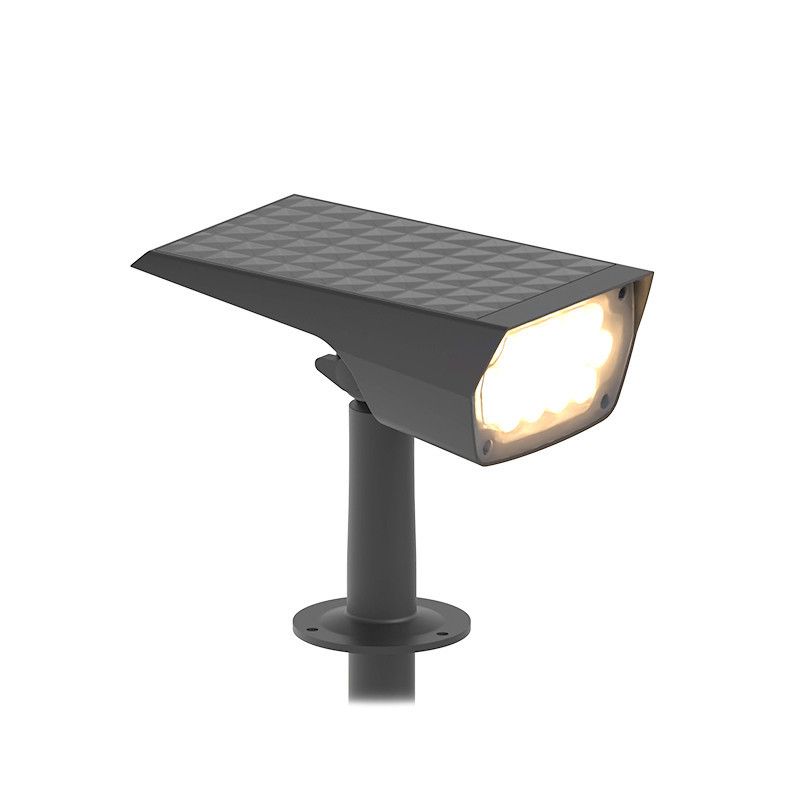 Projecteur Piquet LED Solaire Carré 2W 3000K Noir IP65