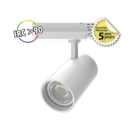 Spot LED sur Rail Blanc 45W 3000K 30° IRC90 - Garantie 5 ans